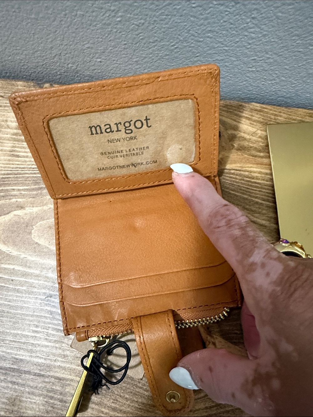 margot Cognac Leather Wallet Card  - Nee